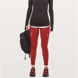 Lululemon NWT Run Smoothly Crop 23" in Dark Sport Red, Size 6